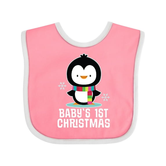 Inktastic Babys First Christmas Penguin Boys or Girls Baby Bib