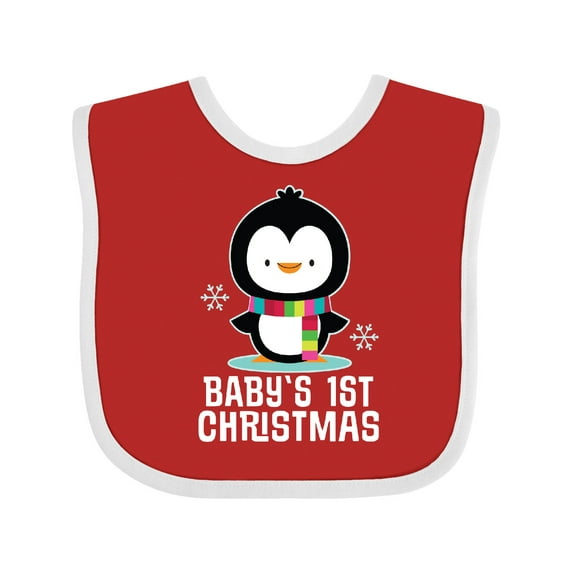 Inktastic Babys First Christmas Penguin Boys or Girls Baby Bib