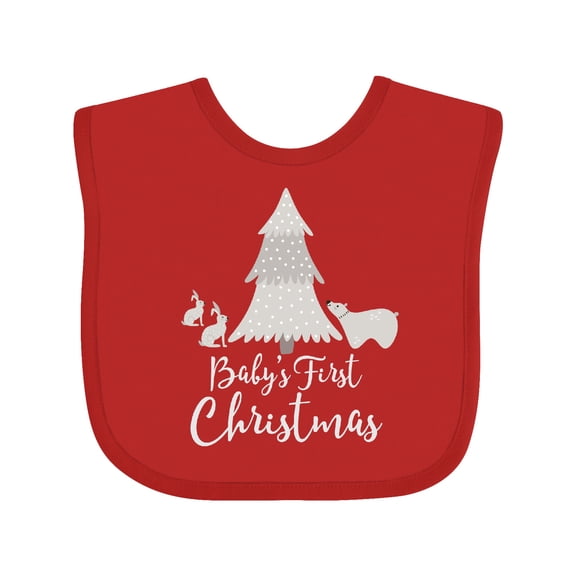 Inktastic Babys First Christmas Scandinavian Tree Boys or Girls Baby Bib