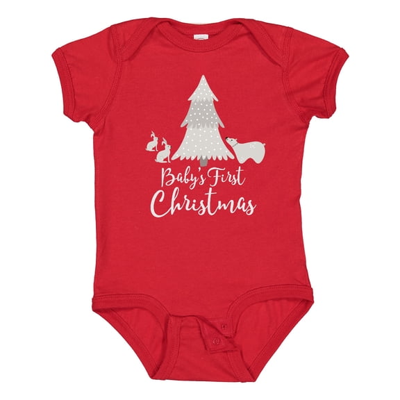 Inktastic Babys First Christmas Scandinavian Tree Boys or Girls Baby Bodysuit