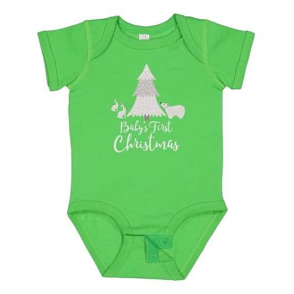 Inktastic Babys First Christmas Scandinavian Tree Boys or Girls Baby Bodysuit