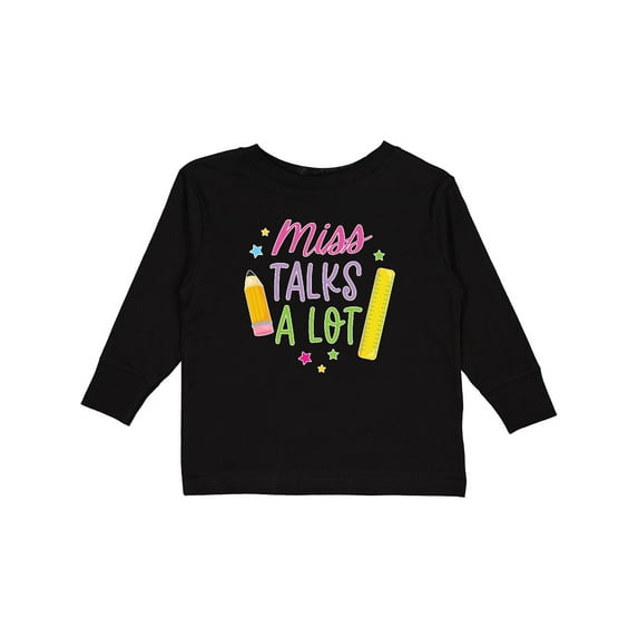 Inktastic Back To School Miss Talks a Lot Girls Long Sleeve Toddler T-Shirt