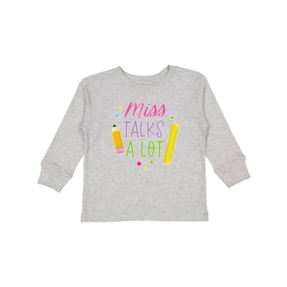 Inktastic Back To School Miss Talks a Lot Girls Long Sleeve Toddler T-Shirt