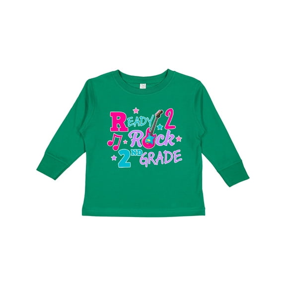 Inktastic Back To School Ready 2 Rock 2nd Grade Girls Long Sleeve Toddler T-Shirt