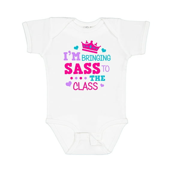 Inktastic Back to School I'm Bringing Sass To The Class with Crown Girls Baby Bodysuit