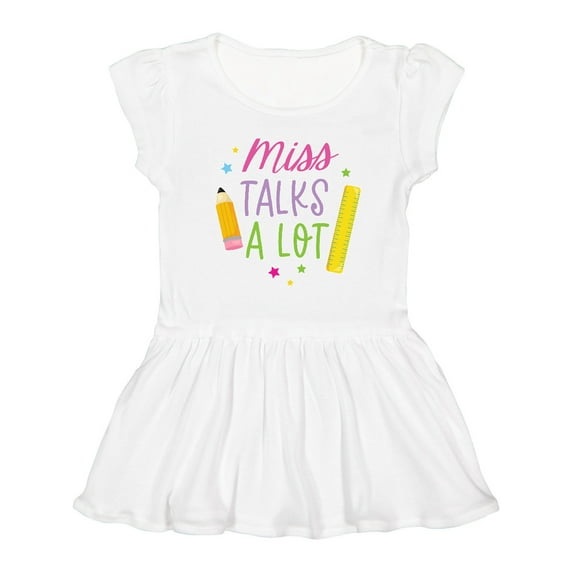 Inktastic Back to School Miss Talks a Lot Girls Toddler Dress