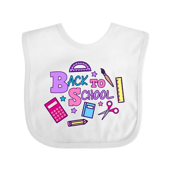 Inktastic Back to School with School Supplies Girls Baby Bib