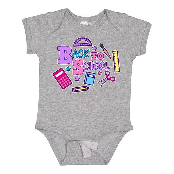 Inktastic Back to School with School Supplies Girls Baby Bodysuit