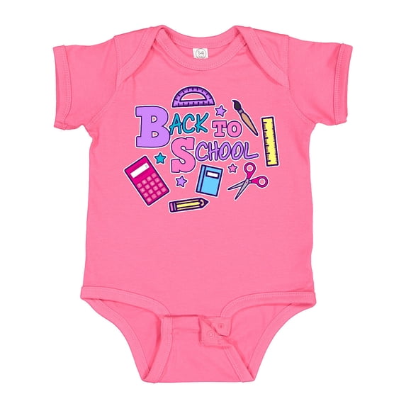 Inktastic Back to School with School Supplies Girls Baby Bodysuit