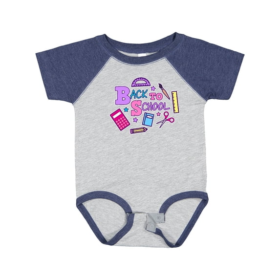 Inktastic Back to School with School Supplies Girls Baby Bodysuit