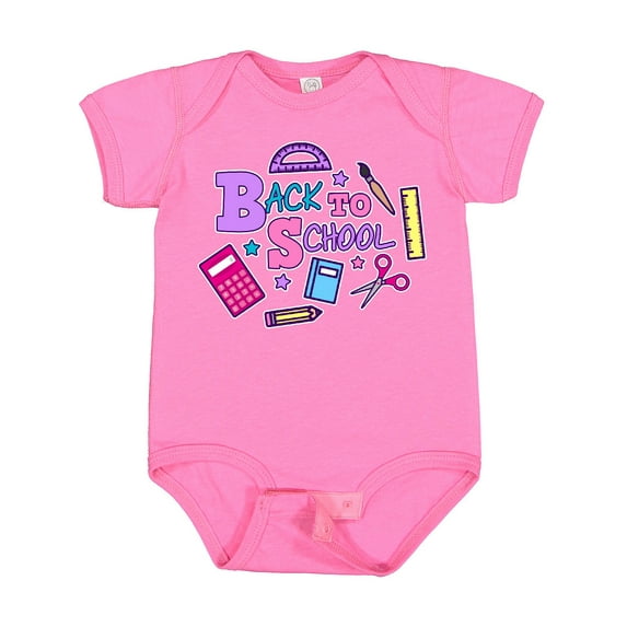 Inktastic Back to School with School Supplies Girls Baby Bodysuit