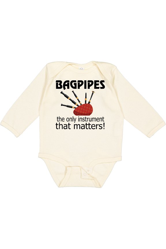 Bagpipe Player Funny Music Joke Boys or Girls Long Sleeve Baby Bodysuit