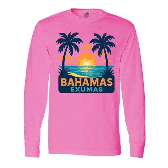 Inktastic Bahamas Exumas Tropical Sunset Retro Long Sleeve T-Shirt