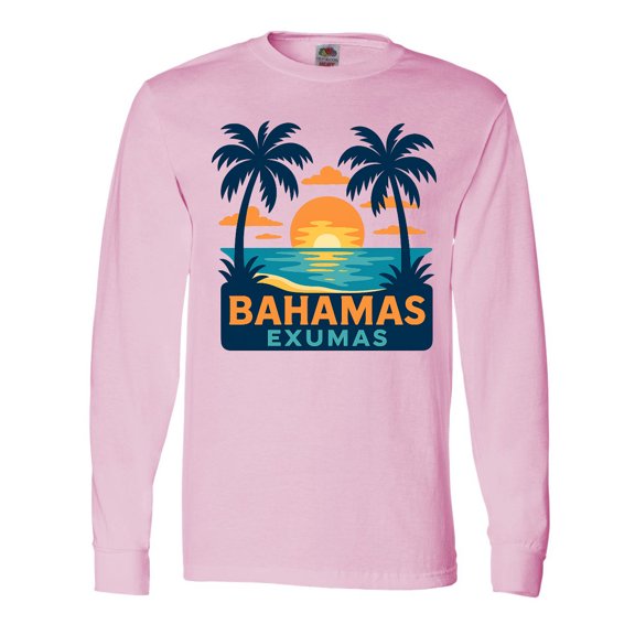 Inktastic Bahamas Exumas Tropical Sunset Retro Long Sleeve T-Shirt
