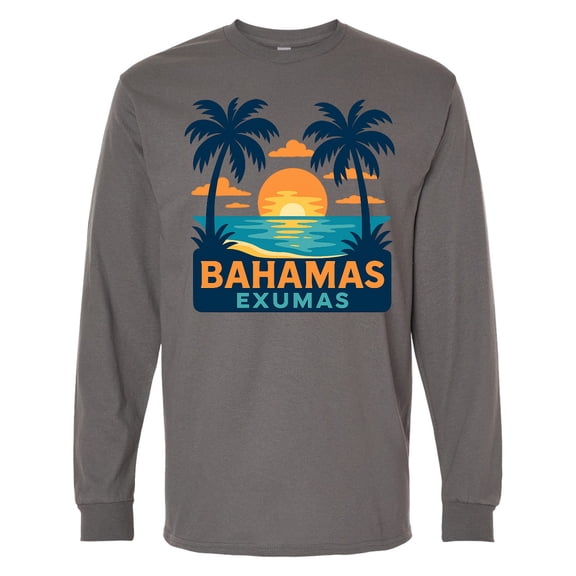 Inktastic Bahamas Exumas Tropical Sunset Retro Long Sleeve T-Shirt