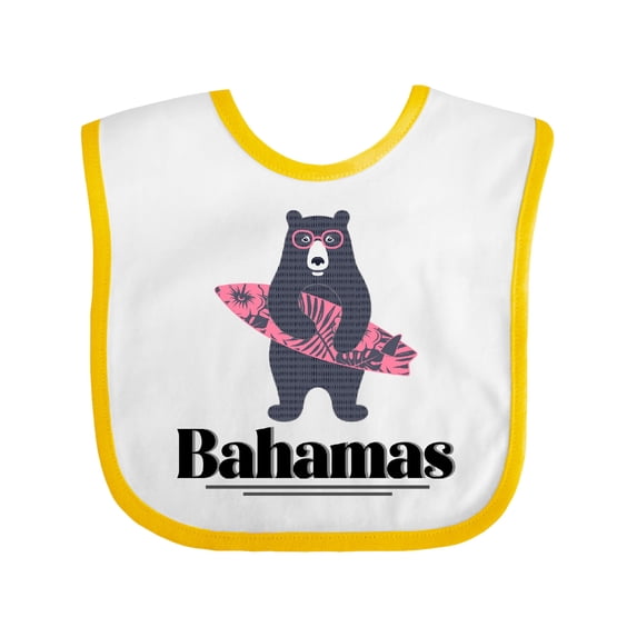 Inktastic Bahamas Surfing Bear Girls Baby Bib