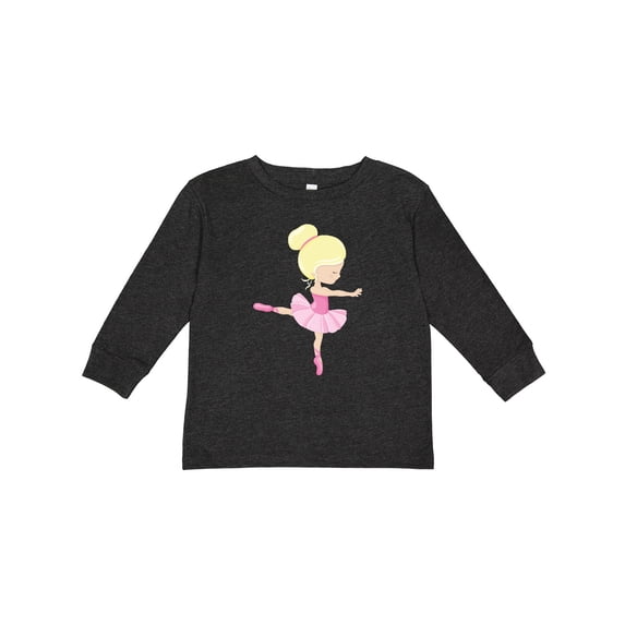 Inktastic Ballerina, Ballet Girl, Ballet Dance, Blonde Hair Girls Long Sleeve Toddler T-Shirt