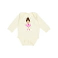 thumbnail image 1 of Inktastic Ballerina, Ballet Girl, Ballet Dancer, Brown Hair Girls Long Sleeve Baby Bodysuit, 1 of 5