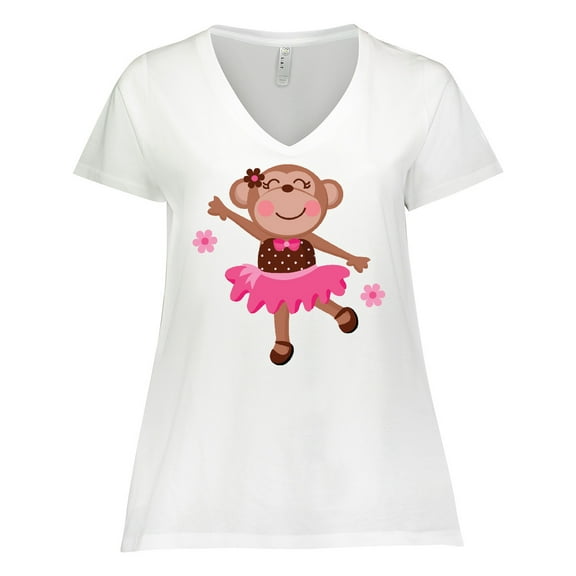 Inktastic Ballerina Dance Monkey Women's Plus Size V-Neck T-Shirt