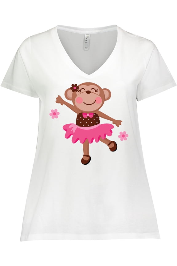 Ballerina Dance Monkey Women's Plus Size V-Neck T-Shirt