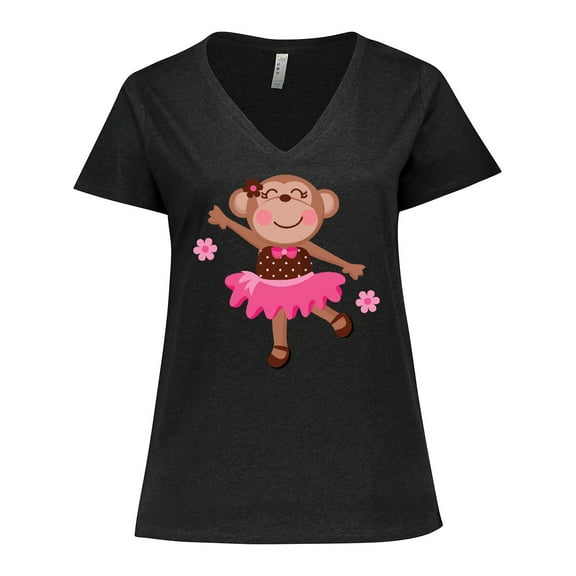 Inktastic Ballerina Dance Monkey Women's Plus Size V-Neck T-Shirt