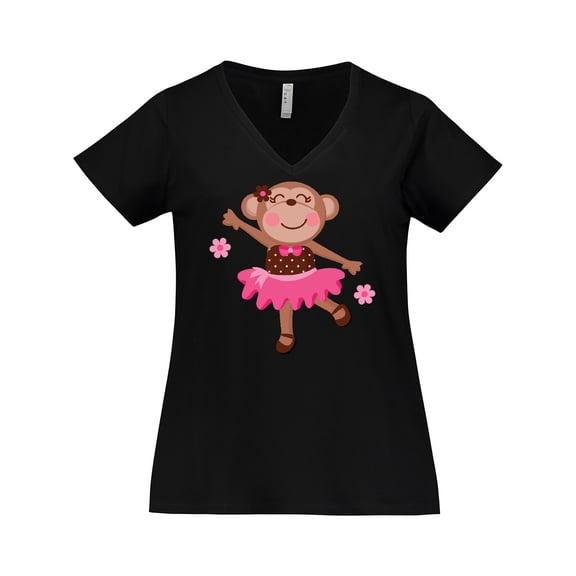 Inktastic Ballerina Dance Monkey Women's Plus Size V-Neck T-Shirt