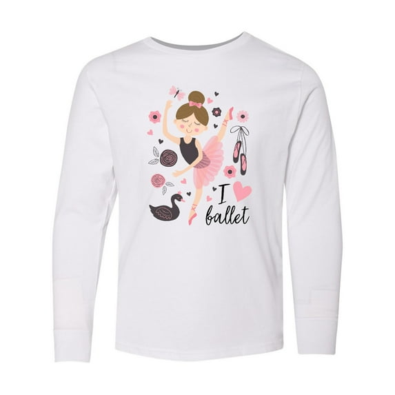 Inktastic Ballerina I Love Ballet Dance Long Sleeve Youth T-Shirt