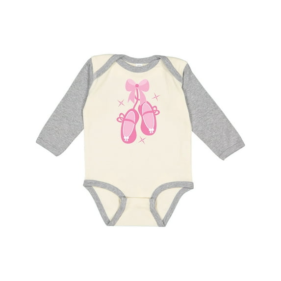 Inktastic Ballerina Pink Ballet Slippers Girls Long Sleeve Baby Bodysuit