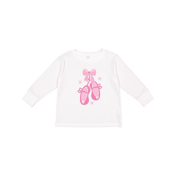 Inktastic Ballerina Pink Ballet Slippers Girls Long Sleeve Toddler T-Shirt