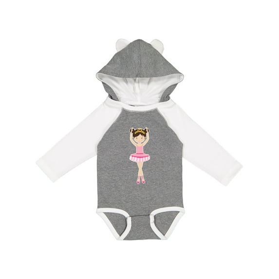 Inktastic Ballerina with Two Buns Girls Long Sleeve Baby Bodysuit