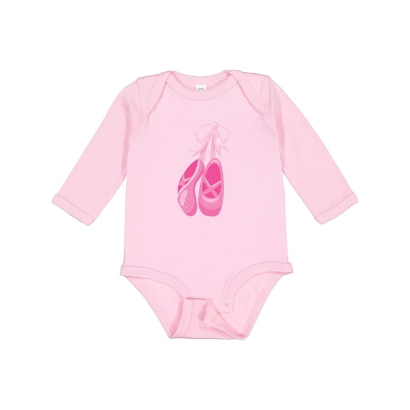 Inktastic Ballet Shoes, Ballet Slippers, Ballet Dance, Pink Girls Long Sleeve Baby Bodysuit