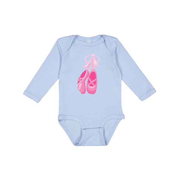 Inktastic Ballet Shoes, Ballet Slippers, Ballet Dance, Pink Girls Long Sleeve Baby Bodysuit