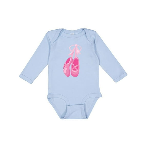 Inktastic Ballet Shoes, Ballet Slippers, Ballet Dance, Pink Girls Long Sleeve Baby Bodysuit