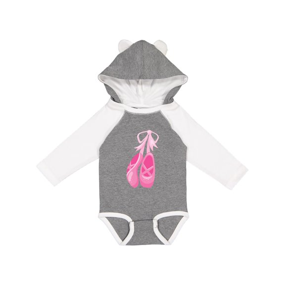 Inktastic Ballet Shoes, Ballet Slippers, Ballet Dance, Pink Girls Long Sleeve Baby Bodysuit