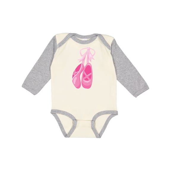 Inktastic Ballet Shoes, Ballet Slippers, Ballet Dance, Pink Girls Long Sleeve Baby Bodysuit