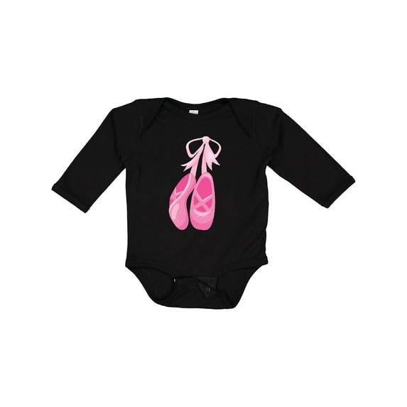 Inktastic Ballet Shoes, Ballet Slippers, Ballet Dance, Pink Girls Long Sleeve Baby Bodysuit