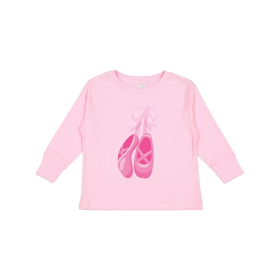 Inktastic Ballet Shoes, Ballet Slippers, Ballet Dance - Pink Girls Long Sleeve Toddler T-Shirt