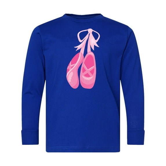 Inktastic Ballet Shoes, Ballet Slippers, Ballet Dance, Pink Long Sleeve Youth T-Shirt