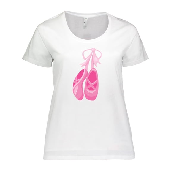 Inktastic Ballet Shoes, Ballet Slippers, Ballet Dance, Pink Women's Plus Size T-Shirt
