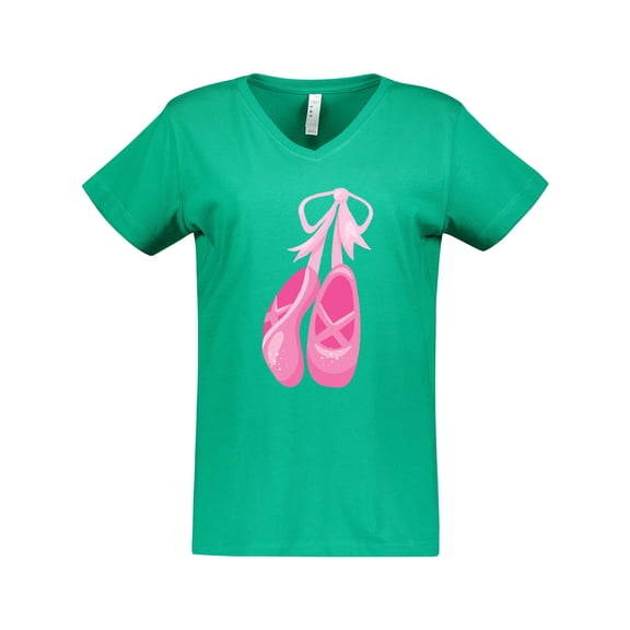Inktastic Ballet Shoes, Ballet Slippers, Ballet Dance - Pink Women's V-Neck T-Shirt