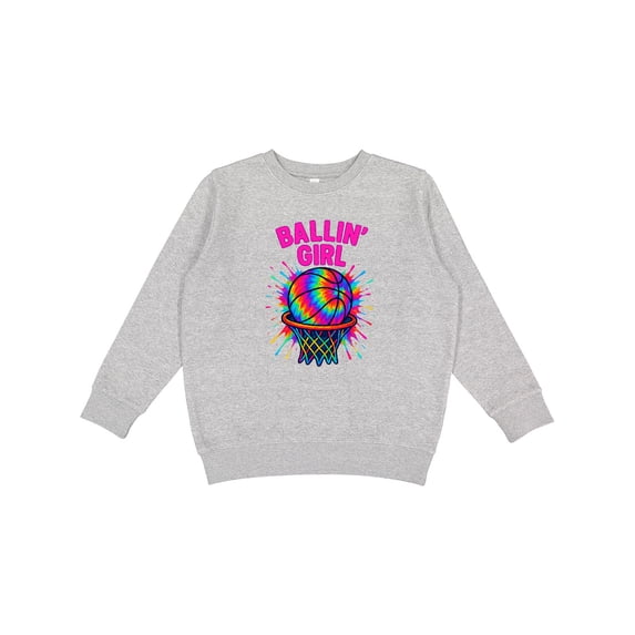 Inktastic Ballin' Girl Basketball Rainbow Splash Youth Sweatshirt