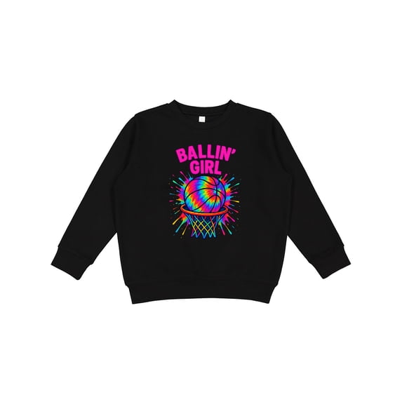 Inktastic Ballin' Girl Basketball Rainbow Splash Youth Sweatshirt