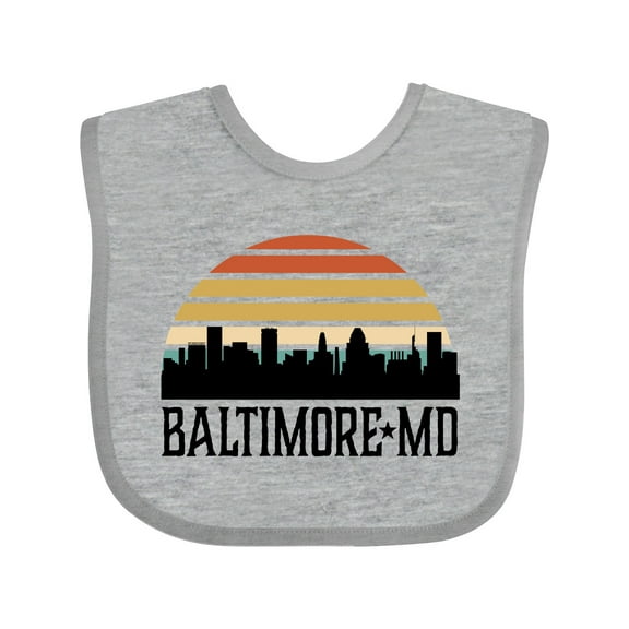 Inktastic Baltimore Maryland Skyline Sunset Boys or Girls Baby Bib