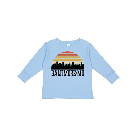Inktastic Baltimore Maryland Skyline Sunset Boys or Girls Long Sleeve Toddler T-Shirt