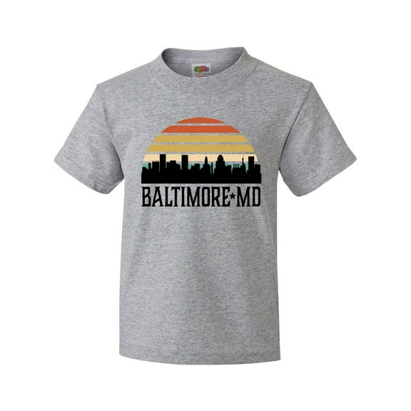 Inktastic Baltimore Maryland Skyline Sunset Youth T-Shirt