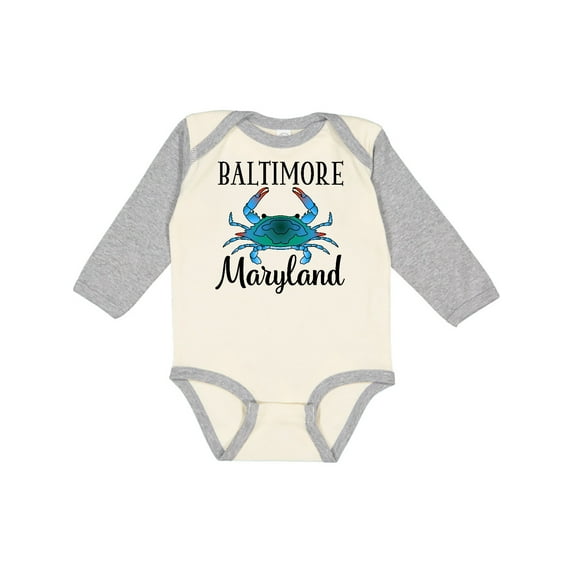 Inktastic Baltimore Maryland Vacation Blue Crab Boys or Girls Long Sleeve Baby Bodysuit