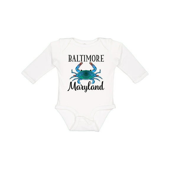 Inktastic Baltimore Maryland Vacation Blue Crab Boys or Girls Long Sleeve Baby Bodysuit