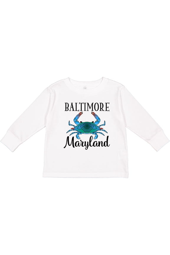 Baltimore Maryland Vacation Blue Crab Boys or Girls Long Sleeve Toddler T-Shirt