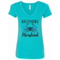 thumbnail image 1 of Inktastic Baltimore Maryland Vacation Blue Crab Women's V-Neck T-Shirt, 1 of 5