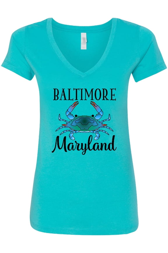 Baltimore Maryland Vacation Blue Crab Women's V-Neck T-Shirt